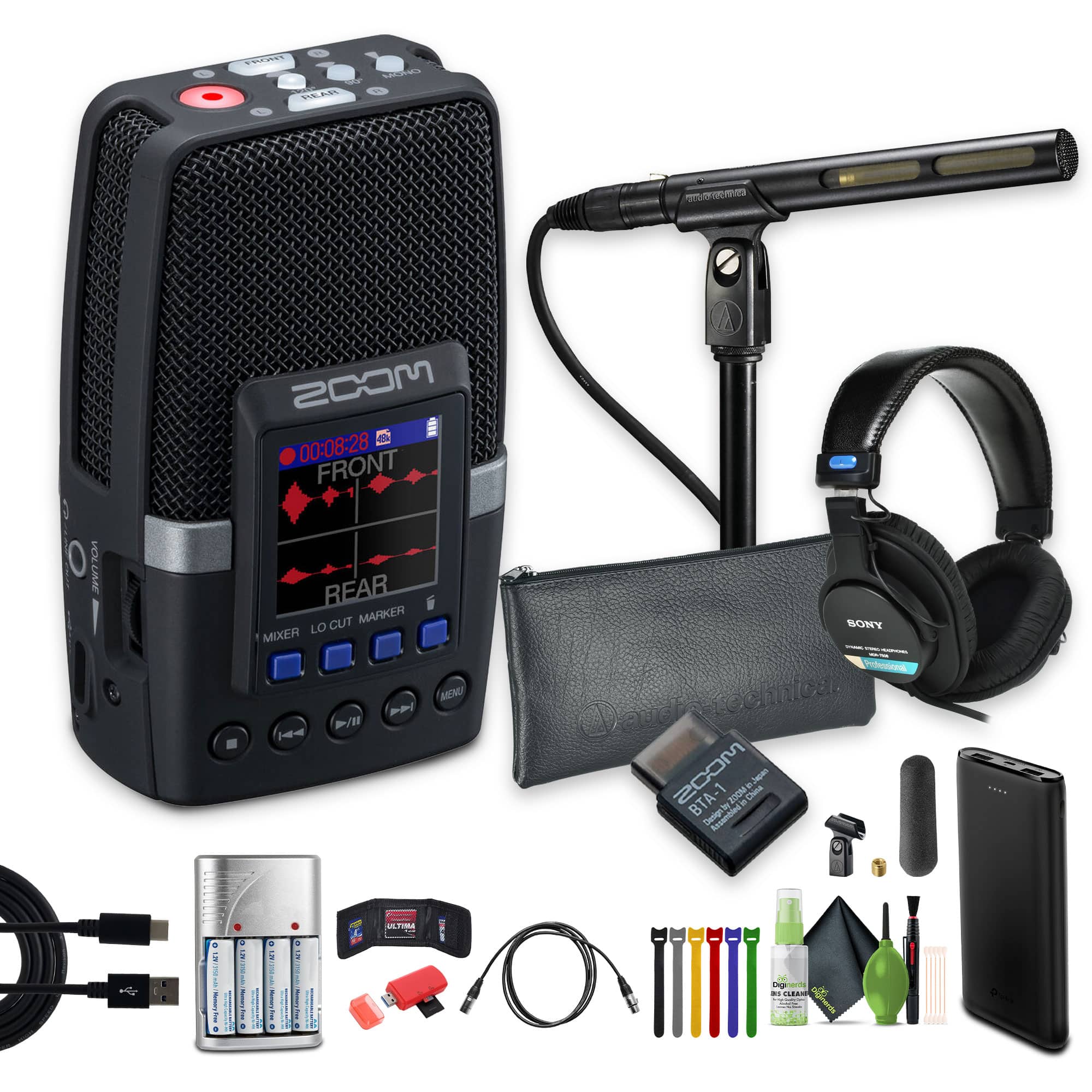 Zoom - H2essential Multi-Mic Handy Recorder, Sony MDR-7506 Headphones, Bundle