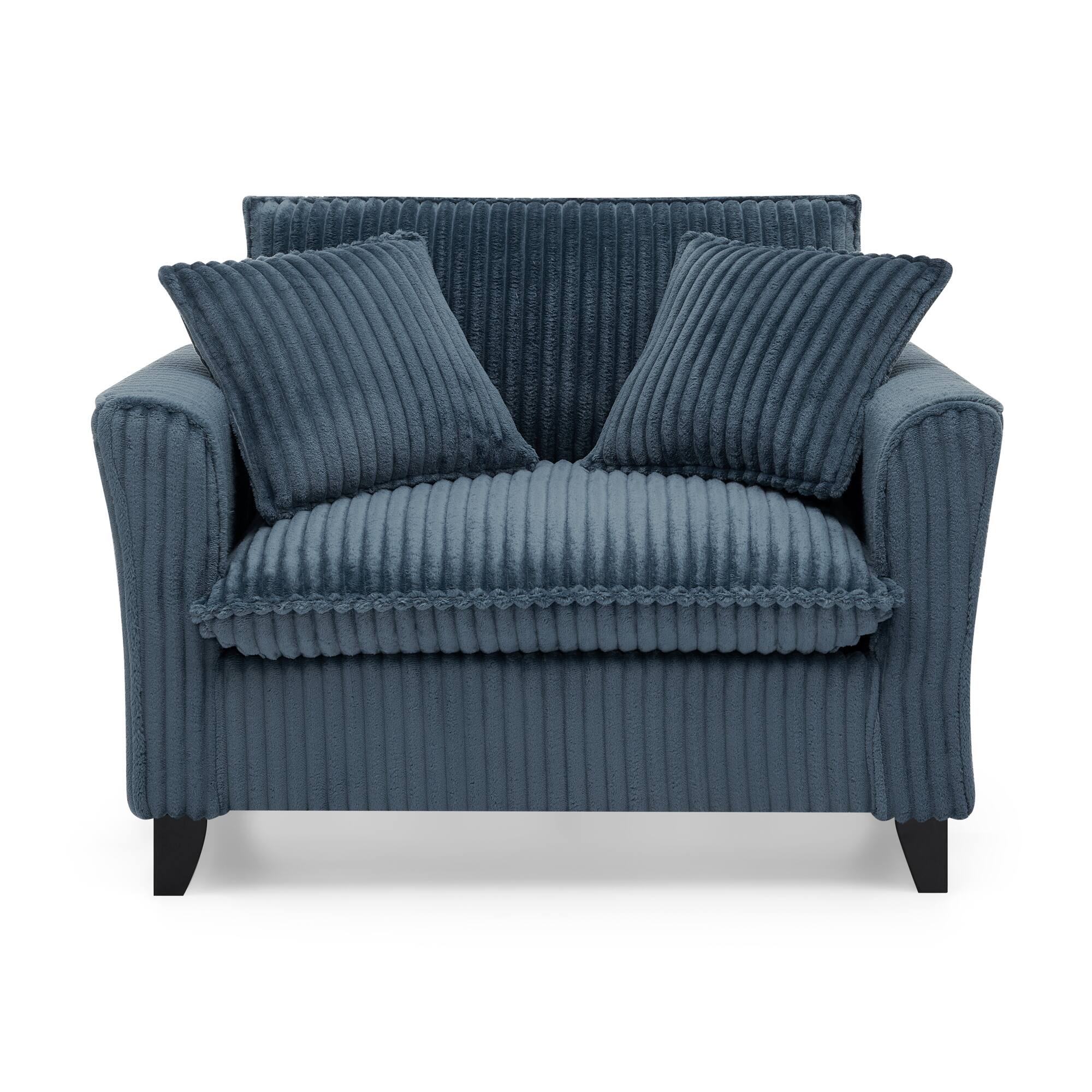 Alt View 6. Trinkets Crazed - Wide Accent Armchair with Pillows,Corduroy Oversized Single Sofa, Chair and a Half with Wide Armrest for Living Room - Blue.