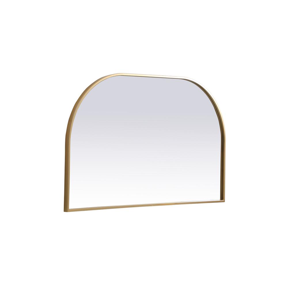Left. Elegant Decor - Metal Frame Arch Mirror 39x24 Inch in Brass - Brass.