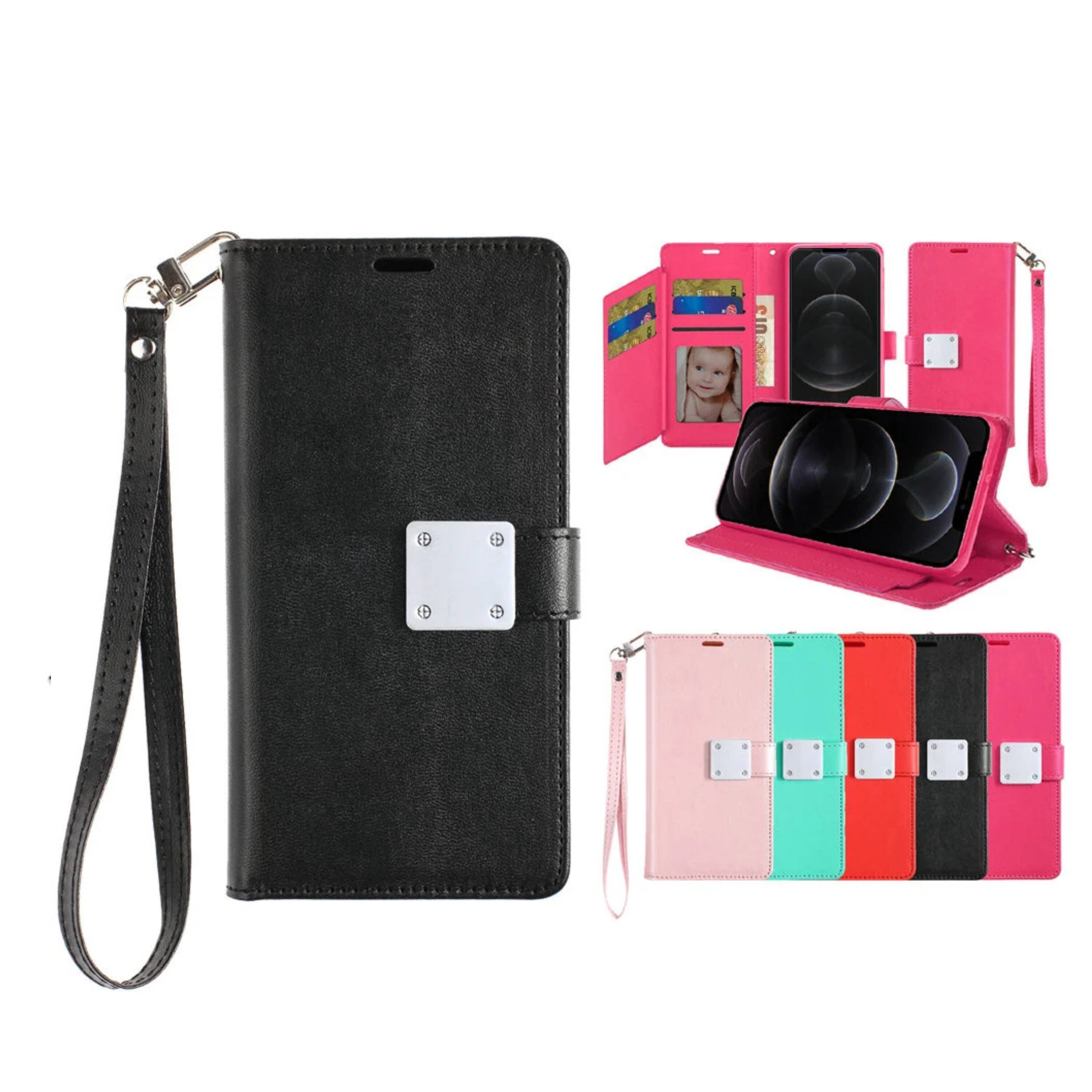 Left. Kitcheniva - PU Leather Wallet Phone Case With Card Slots Wrist Strap And Tempered Glass For TCL NXTPAPER 70 Pro Black - Black.