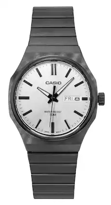 Casio - Standard Quartz MTP-E735B-7AV Mens Watch Analog Stainless Steel Silver Dial - Silver and black