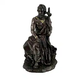 Veronese Design - Asclepius Greek God of Medicine Holding Serpent Entwined Staff Bronzed Statue - Bronze