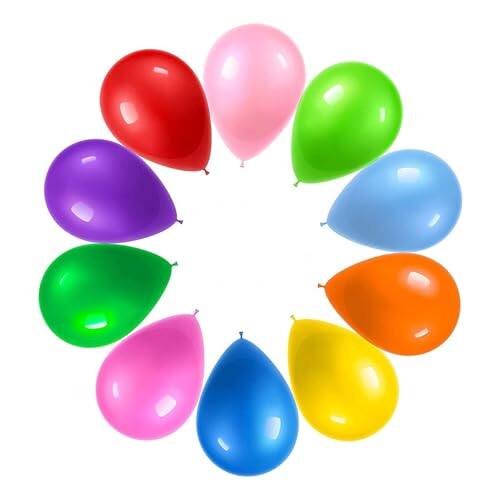Front. ESBANY - Prextex 300 Party Balloons 12 Inch 10 Assorted Rainbow Colors - Bulk Pack of Strong Latex Balloons for Party - Green,orange,peach,pink,purple,red.