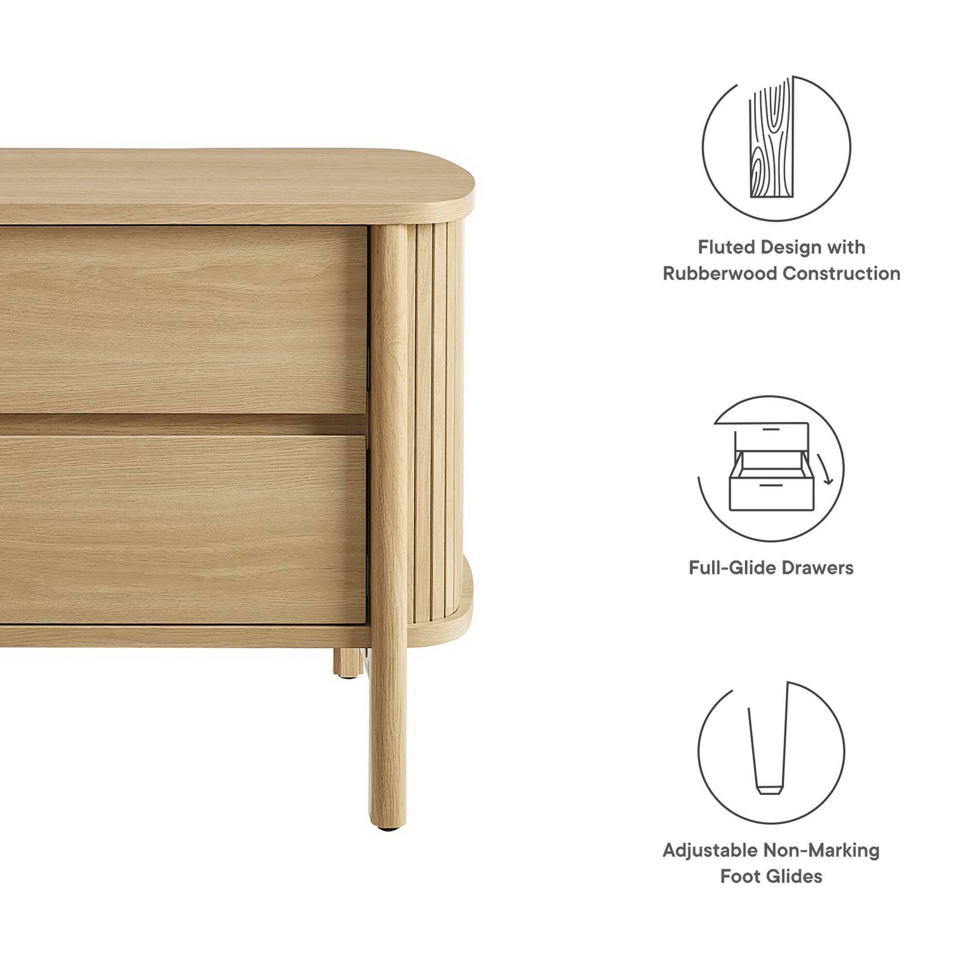 Fluted Design with Rubberwood Construction  
Full-Glide Drawers  
Adjustable Non-Marking Foot Glides