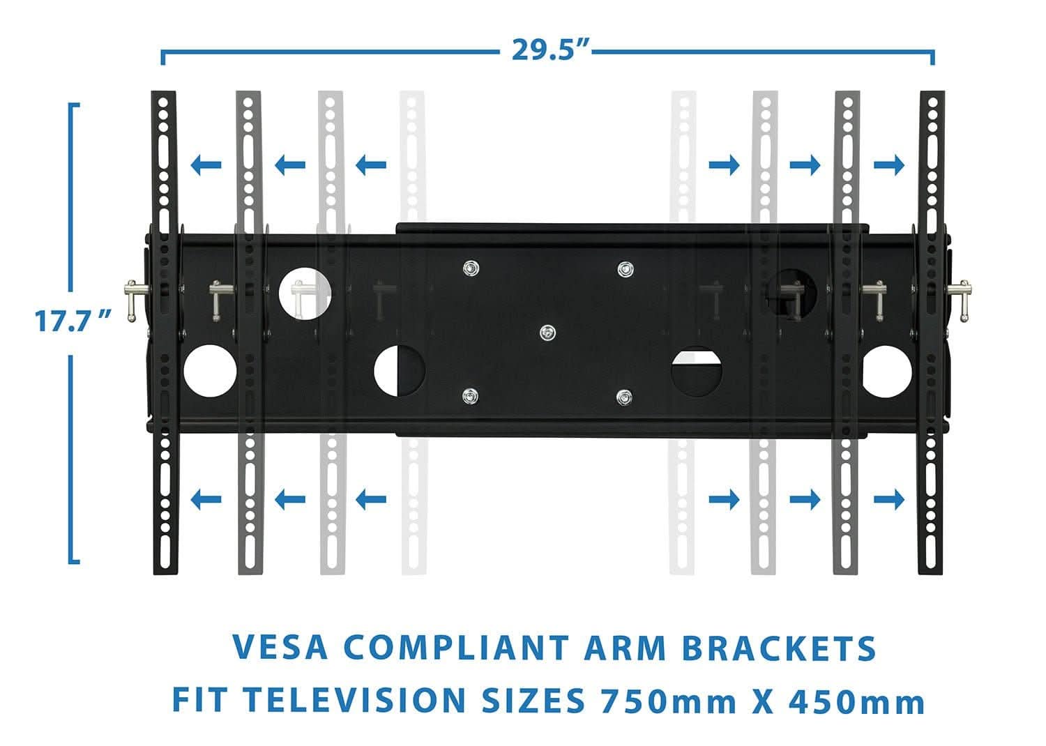 29.5" x 17.7" VESA COMPLIANT ARM BRACKETS FIT TELEVISION SIZES 750mm x 450mm