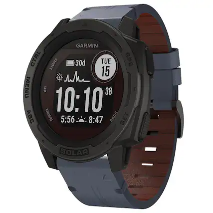 GARMIN CTRL LIGHT 30d TUE 15 GPS 10:10 38 5:56 8:47 MENU UP ABC DOWN BACK SET SOLAR