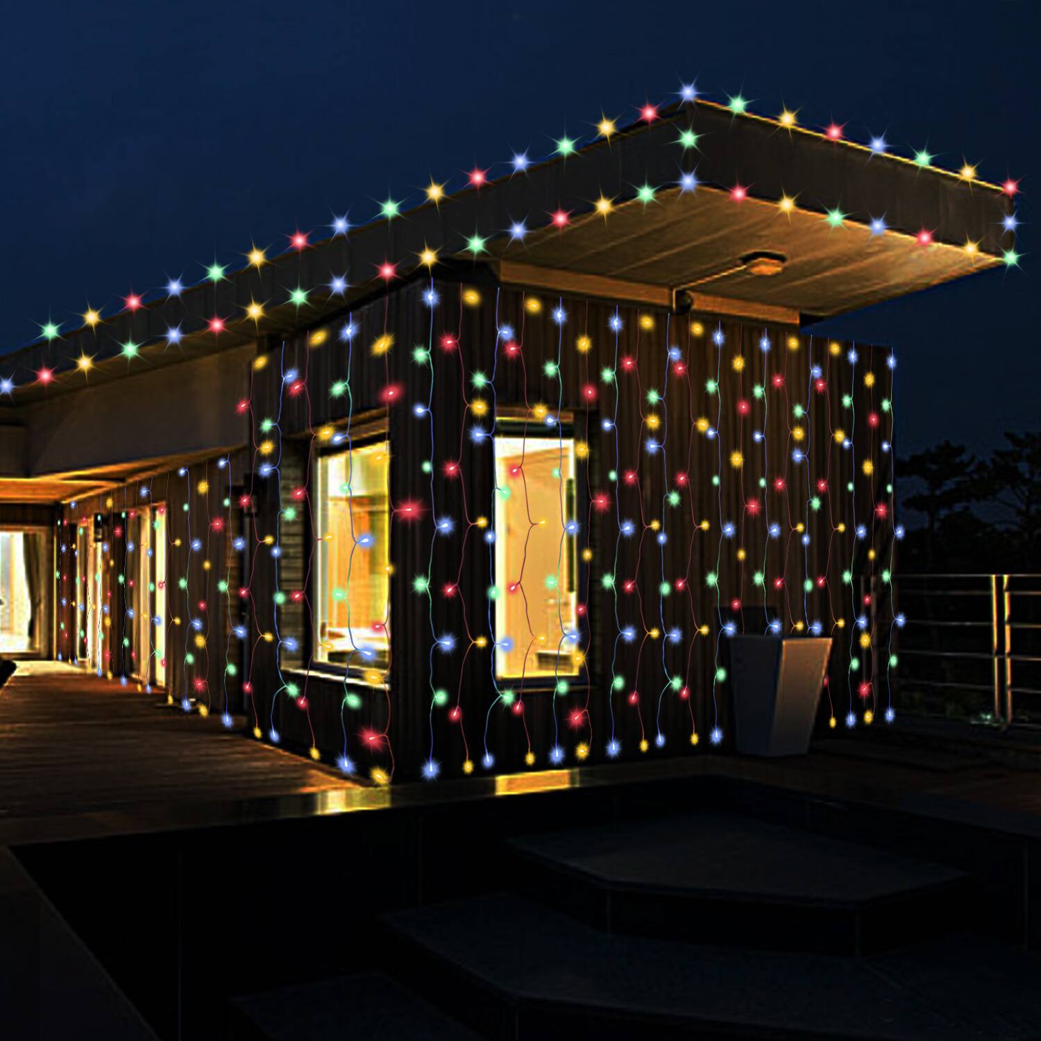 Alt View 1. IMAGE - 19.6*6.6FT 448 LED String Fairy Curtain Lights Multi-color - Multicolor.