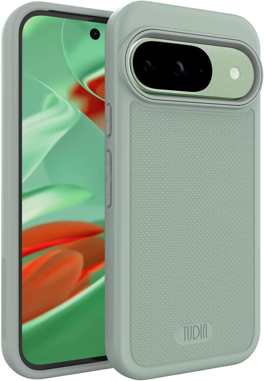 TUDIA - MergeGrip for Google Pixel 9 case/Pixel 9 Pro Case Military Grade Phone Case - Green Lily