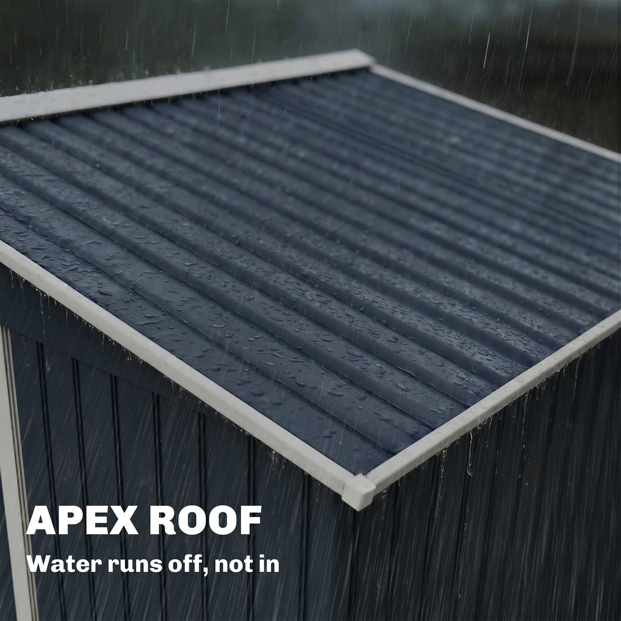 APEX ROOF  
Water runs off, not in