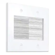 Front. Fosmon - 2 Gang Brush Wall Plate Wire Hider, Ethernet Wall Plate Cover, Cable Pass Through Wall Plate for Speaker Coaxial HDMI - White.