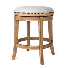 Maven Lane - 26" Alexander Backless Counter Stool Finish with Fabric Upholstery - Weathered Oak