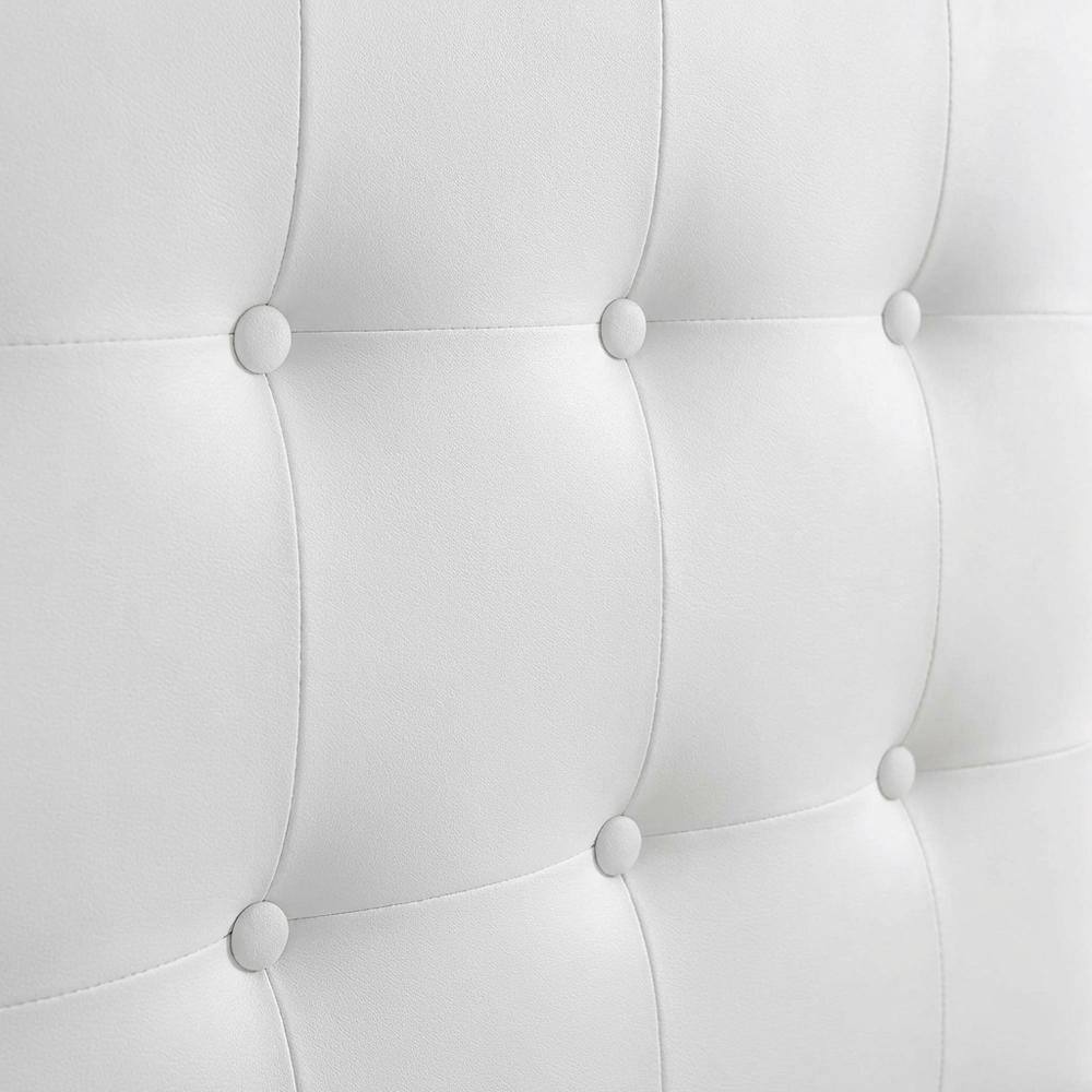 Back. FurniFact - Upholstered Vinyl Twin Headboard with Durable Finish and Sleek Design - White.