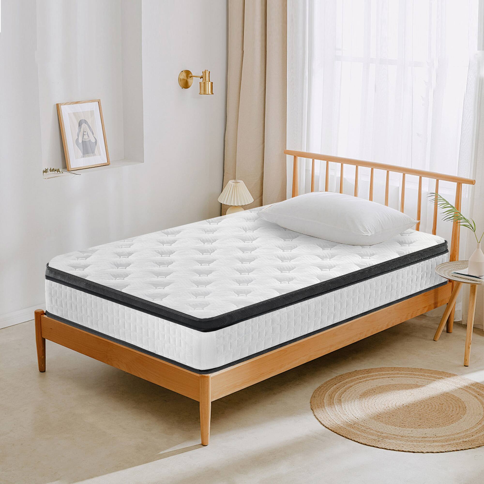 Alt View 9. GOODSILO - 12 Inch Twin XL Hybrid Mattress with Memory Foam and Pocket Springs, Enhanced Comfort - White+Black.