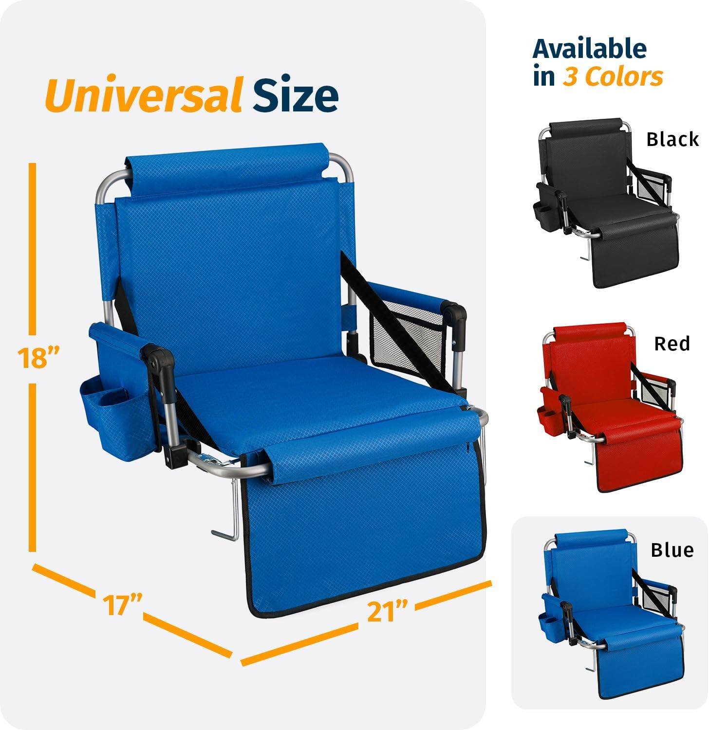 Universal Size  
Available in 3 Colors  

Black  
Red  
Blue  

18"  
17"  
21"