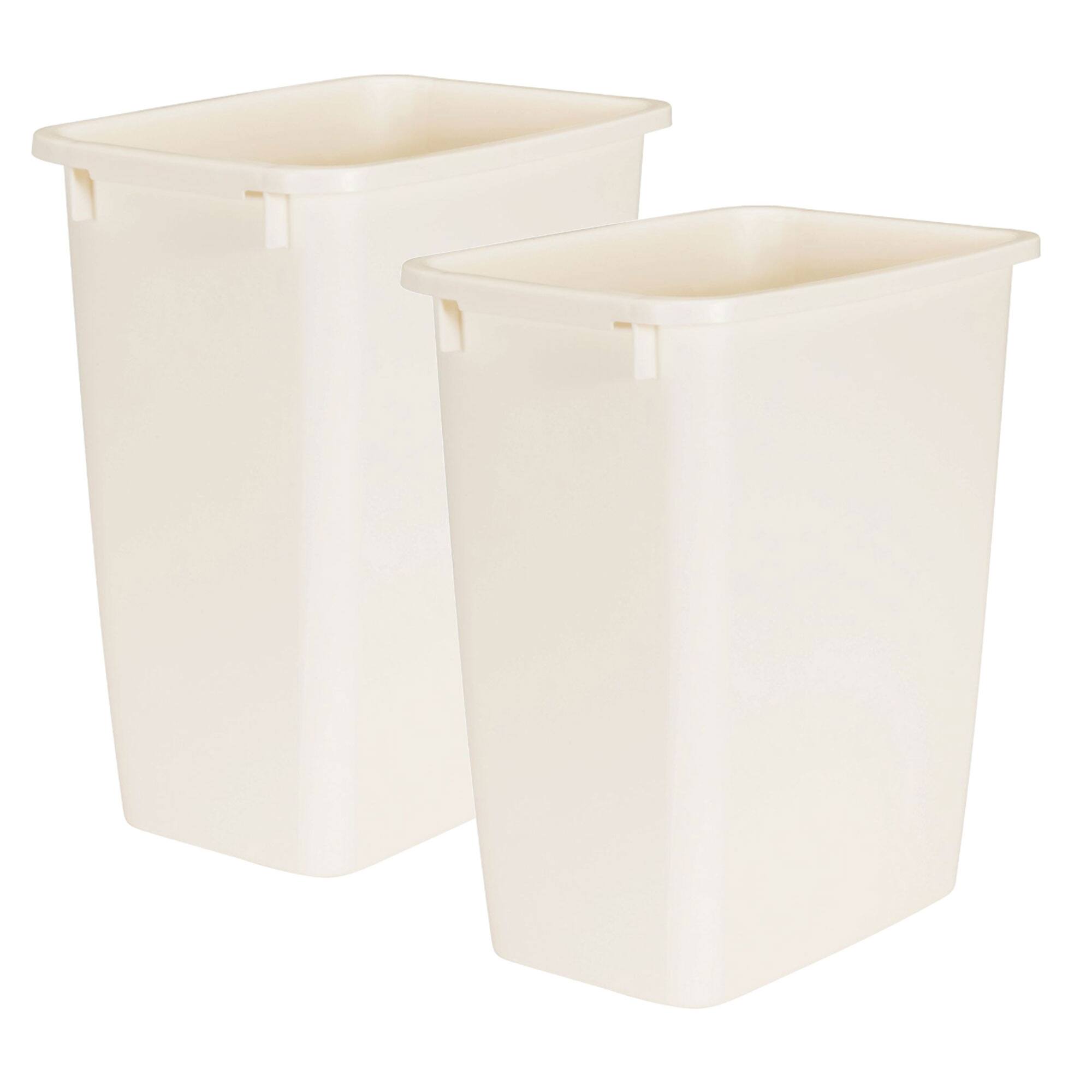 Front. RubberMaid - Rubbermaid 21 Quart Rectangular Kitchen Wastebasket Trash Can, Bisque (2 Pack) - Beige.