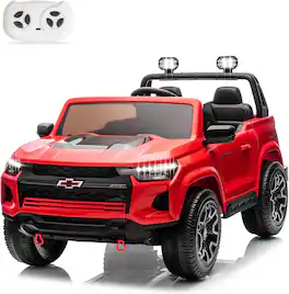 Winado - Licensed Chevrolet Colorado 24V Kids Ride on Car, Battery Powered Electric Ride on Car Toys w/Remote Control, LED Light - Red