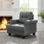 Left. Costway - Mid-Century Modern Accent Cushion Studded Armchair with Thick Pillow - Grey.