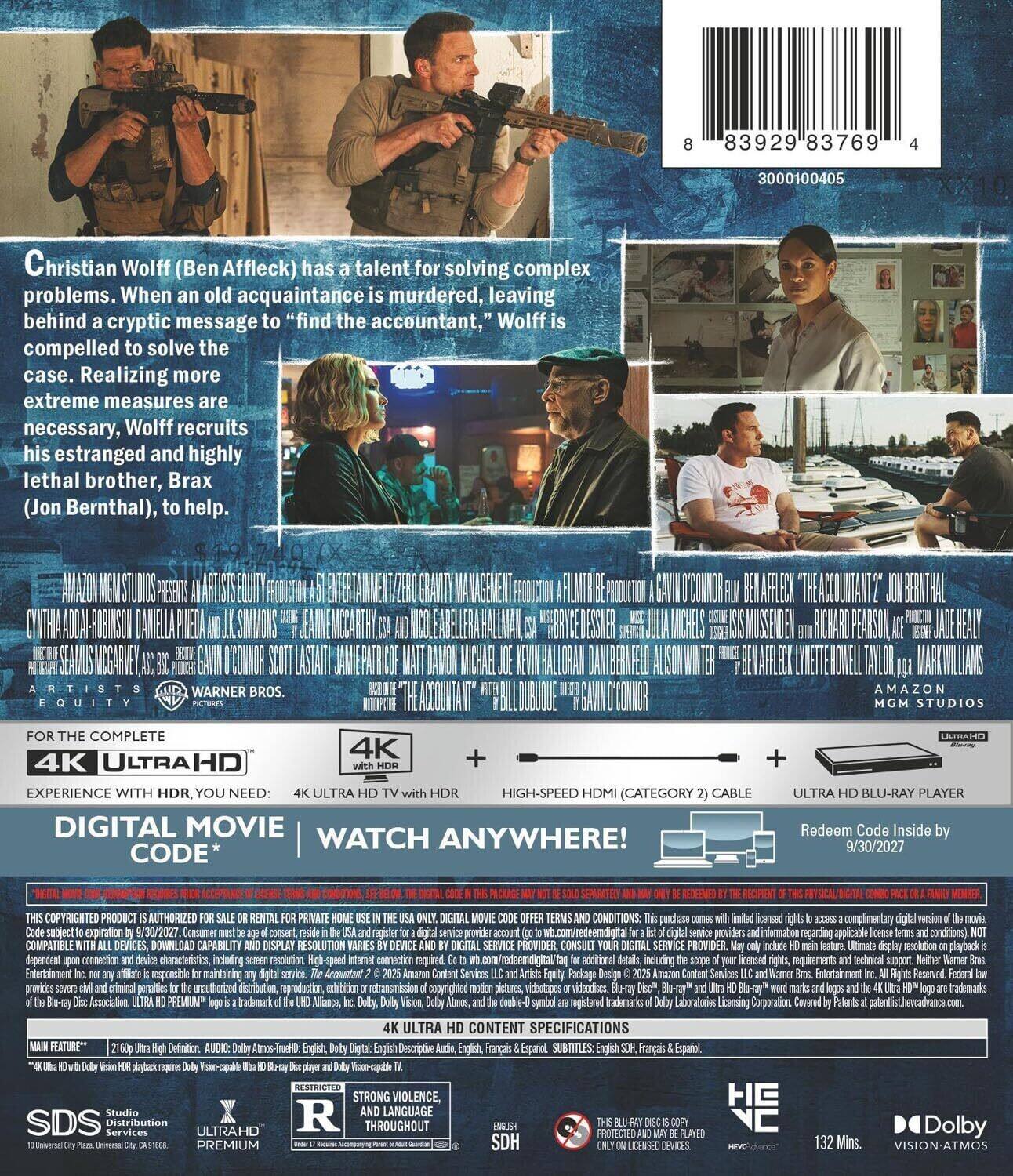 Alt View 1. The Accountant 2   - 4K Blu-Ray.
