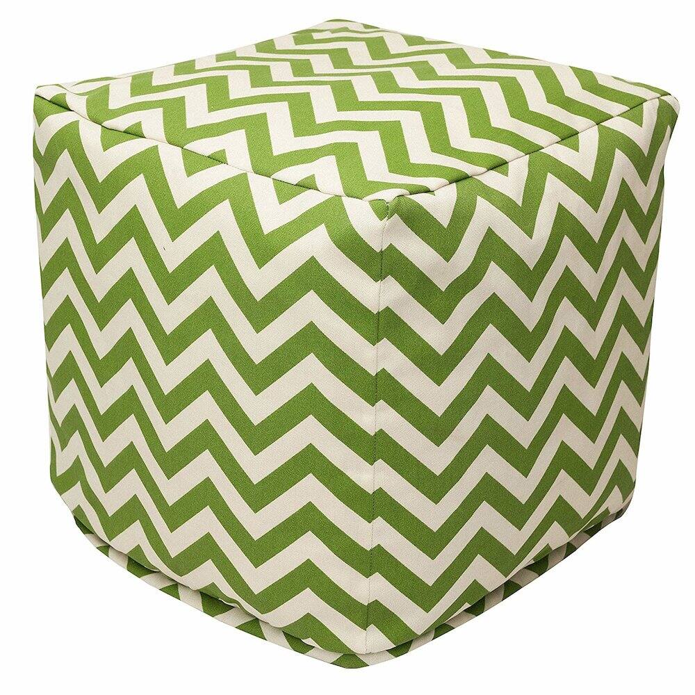 Front. Majestic Home - Cube Pouf Chevron Sage - Green.