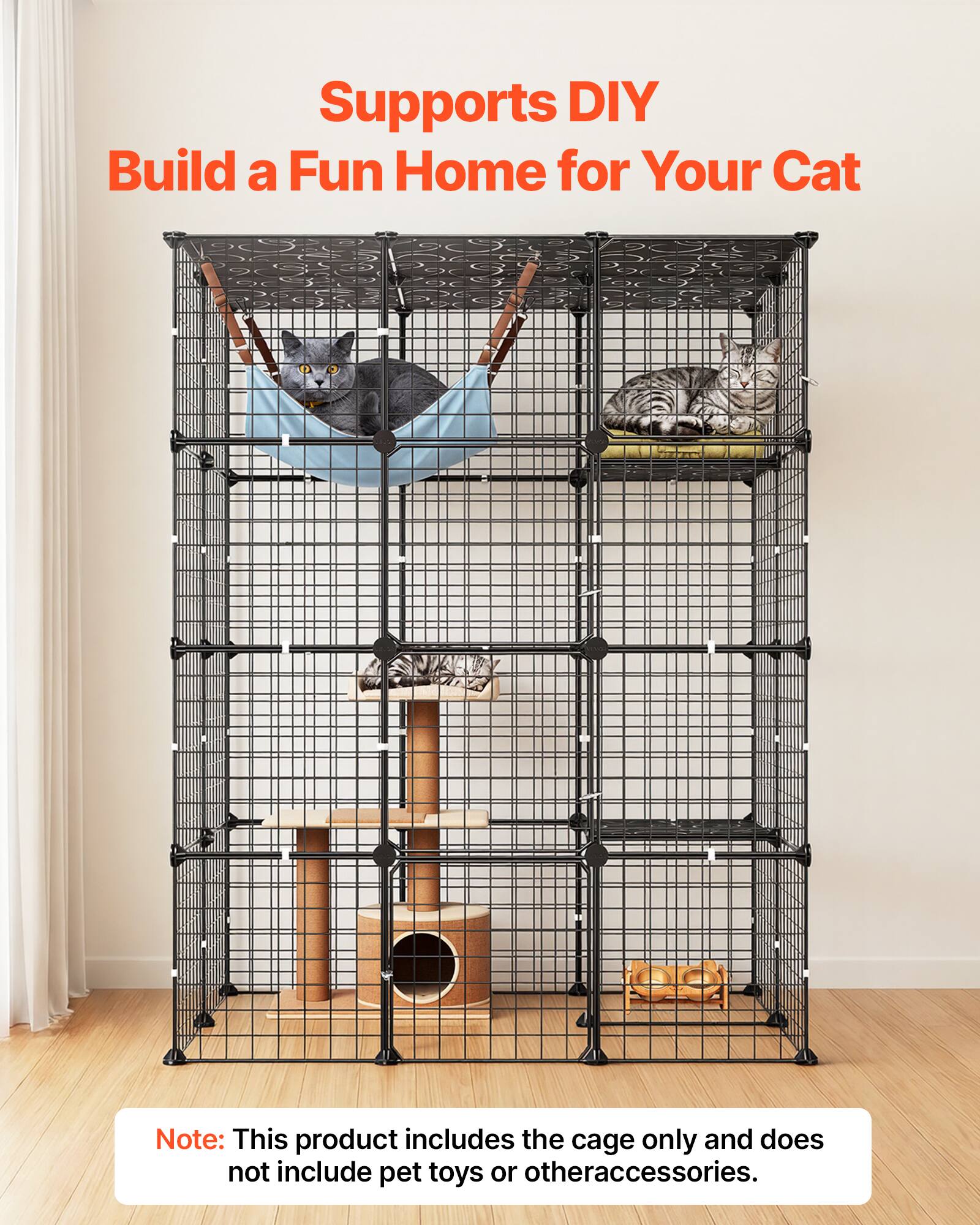 Supports DIY Build a Fun Home for Your Cat

Note: This product includes the cage only and does not include pet toys or other accessories.