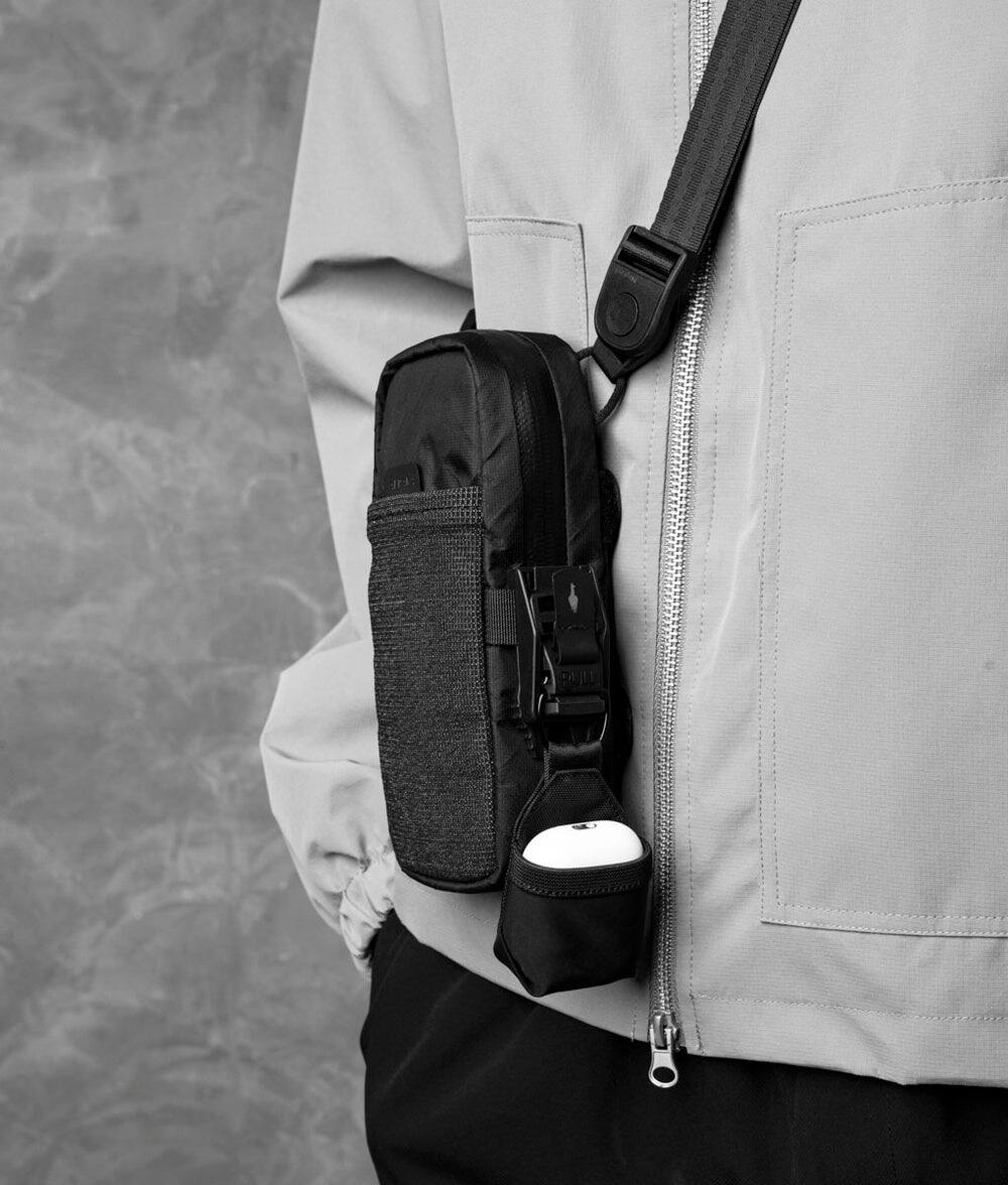 Left. ALPAKA - Crossbody Phone Bag & EDC Organizer - Modular Shoulder Pocket Max for Travel, Weather-Resistant - Black Ultradyne 100D.