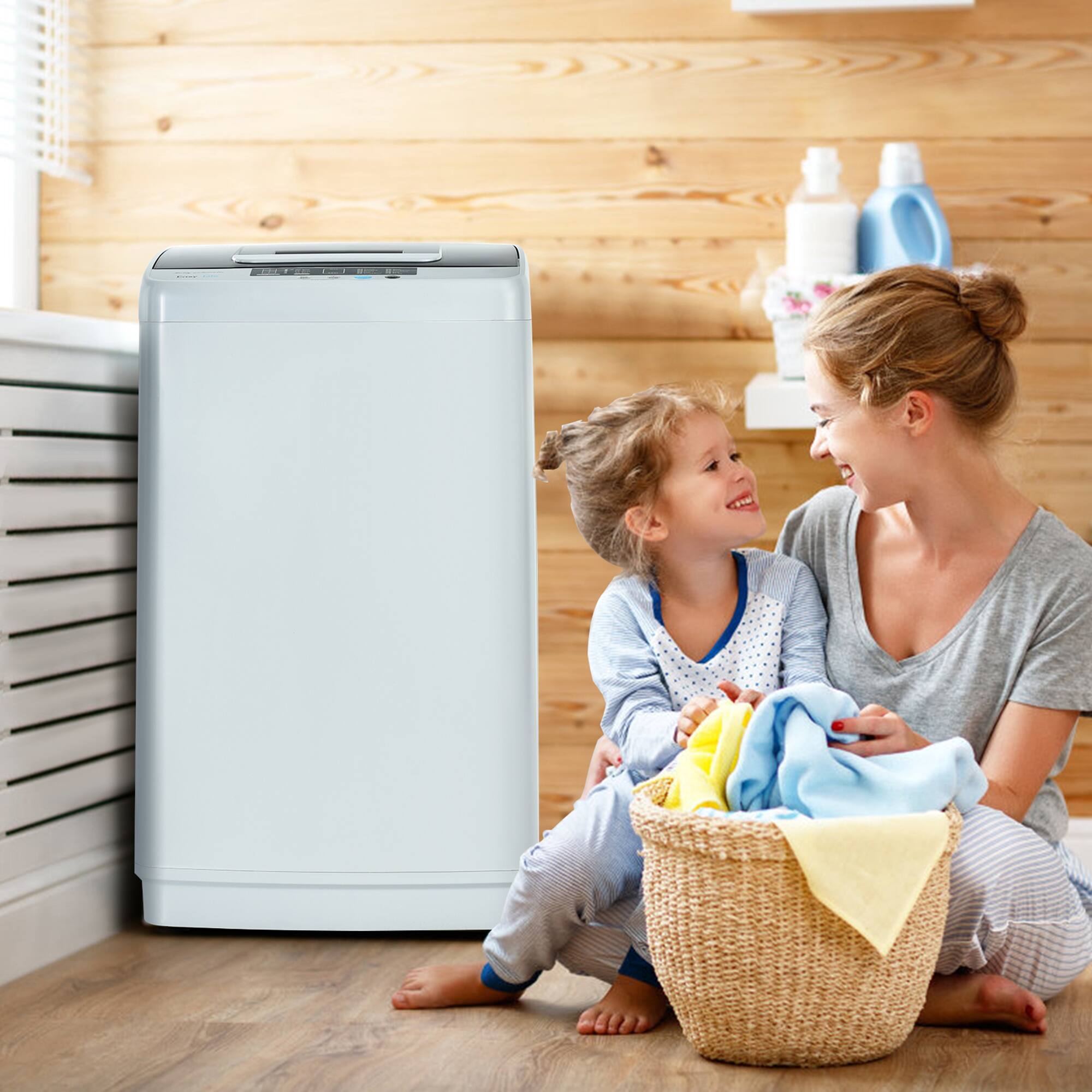 Alt View 1. Gymax - Gymax Full-Automatic Washing Machine Portable Compact Laundry Dryer Spin 8.8 lbs - Grey.