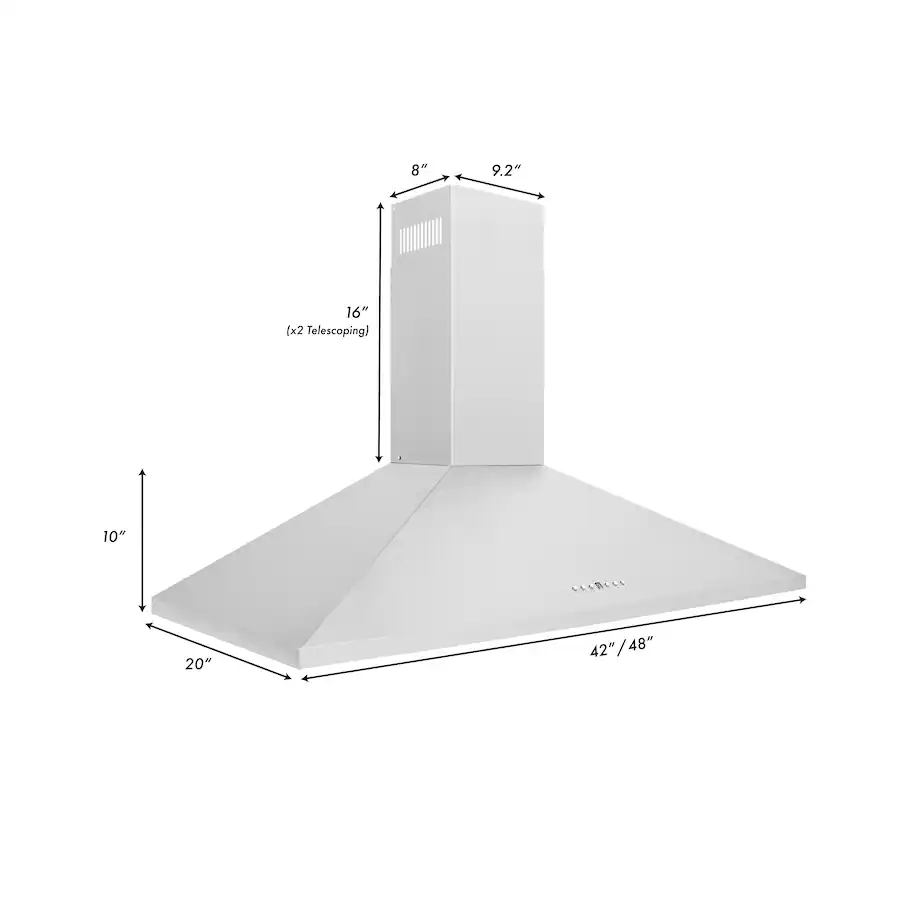 2.5 Inch Width Ranges ZLINE 42 inches Externally Vented Wall Range Hood Stainless Steel KL2 ...