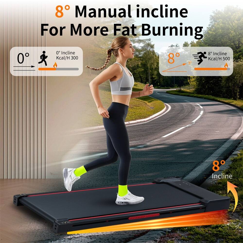 8° Manual incline  
For More Fat Burning  

0° Incline  
Kcal/H 300  

8° Incline  
Kcal/H 500  

8° Incline