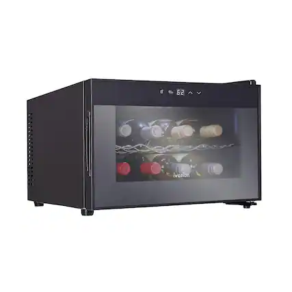 Front. Ivation - 8 Bottle Thermoelectric Wine Cooler, Horizontal Countertop Wine Fridge - Black.