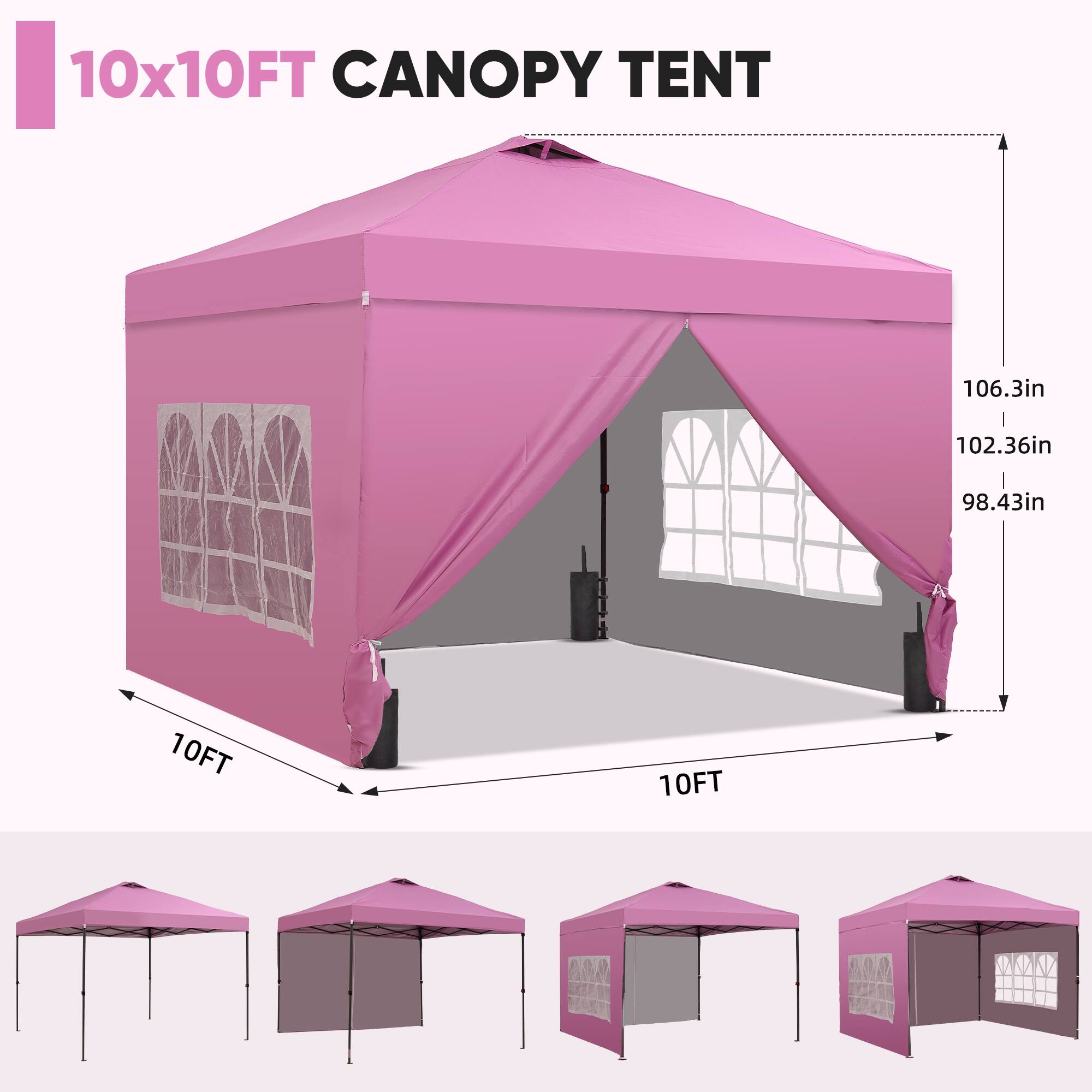 10x10FT CANOPY TENT

106.3in  
102.36in  
98.43in  
10FT  
10FT