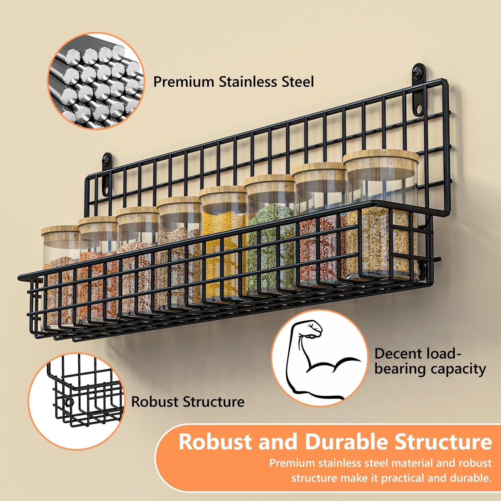 Dazzling Pops X cosrack Spice Rack Organizer, 5 Tier Wall Spice Rack ...