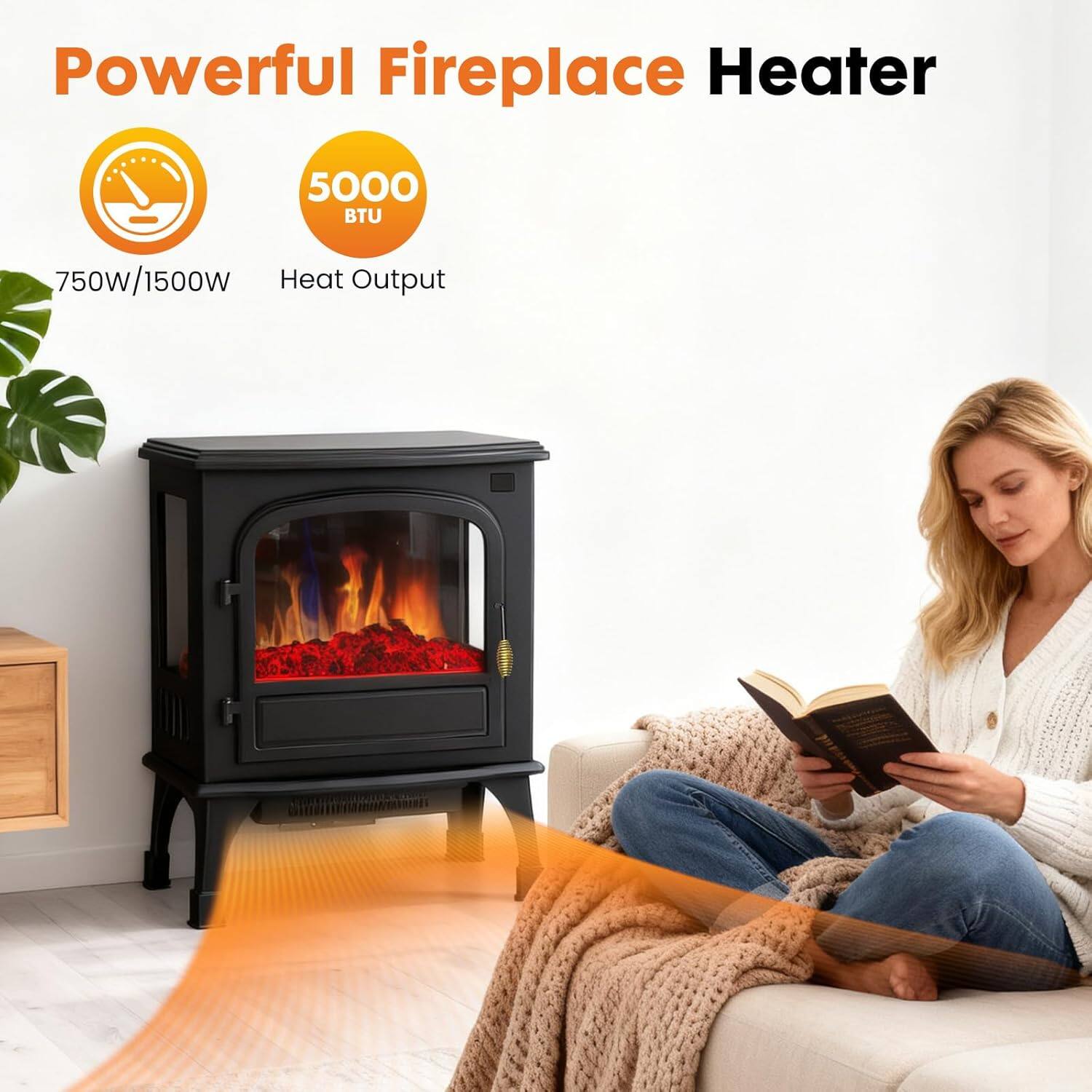 Powerful Fireplace Heater

5000 BTU

750W/1500W Heat Output