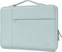 mosiso - 13.3-inch Slim Laptop Sleeve with Handle, Shock-Resistant Bubble Foam, Two Exterior Pockets - Mint Green