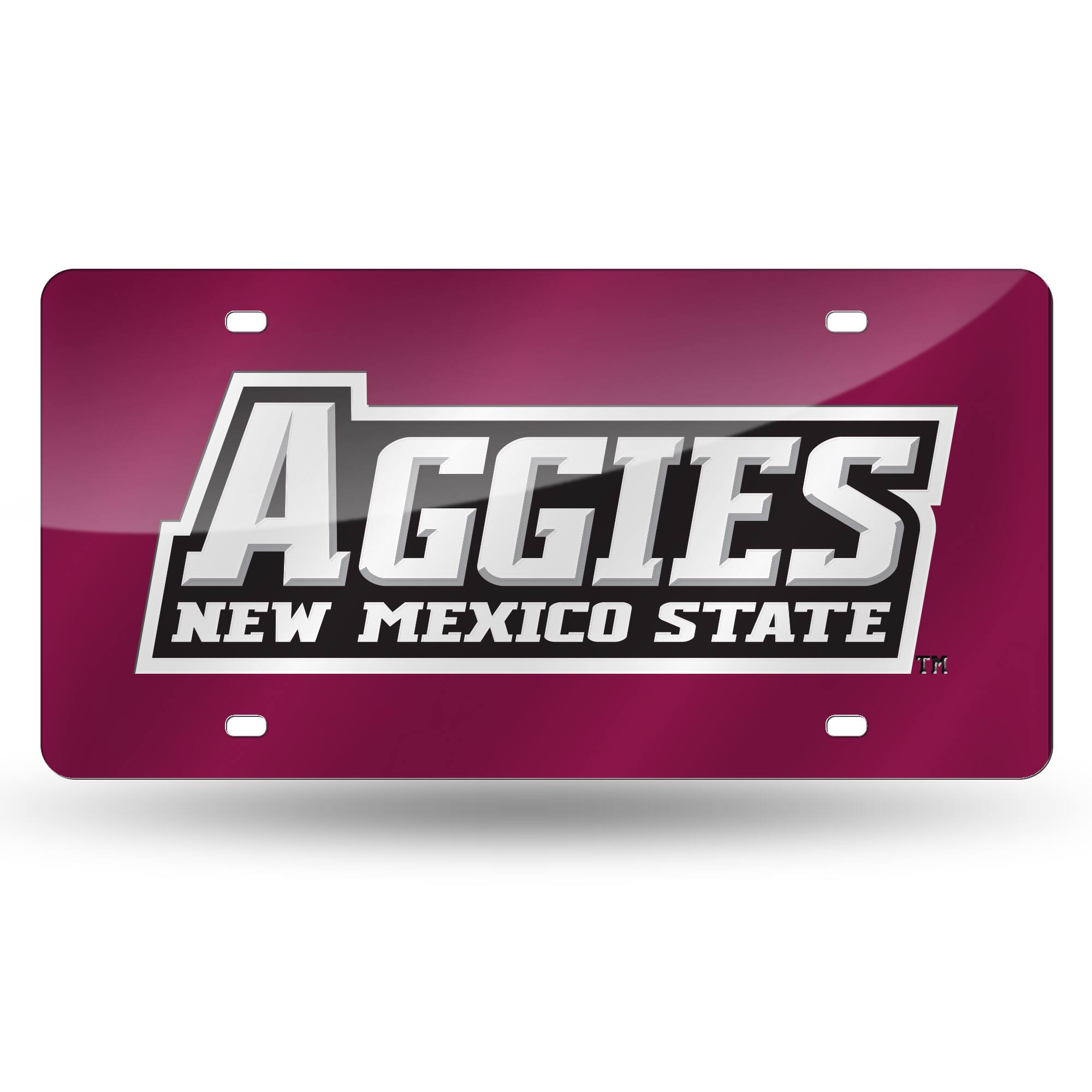 New Mexico State Aggies Maroon Mirror Look Acrylic License Plate Laser Tag