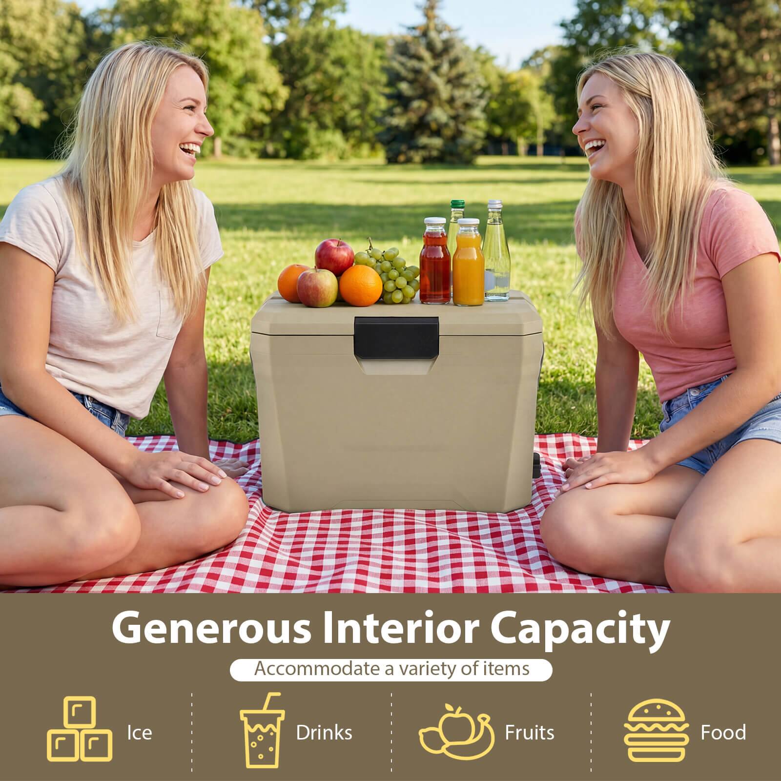 Generous Interior Capacity  
Accommodate a variety of items  
- Ice  
- Drinks  
- Fruits  
- Food