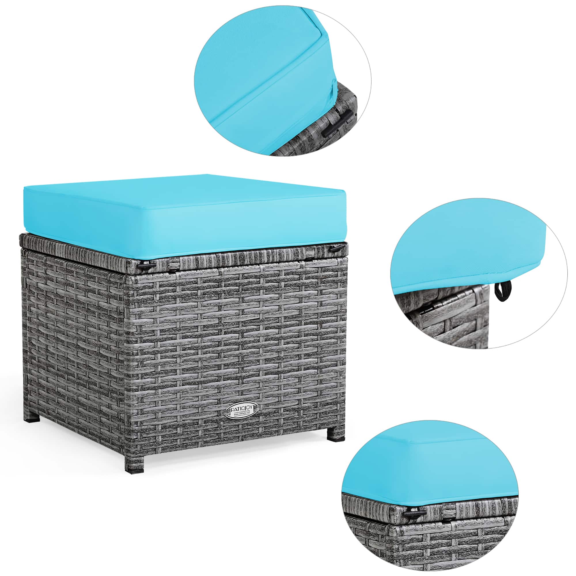 Alt View 8. Costway - 7 PCS Patio Rattan Dining Set Sectional Sofa Couch Ottoman Garden - Turquoise.