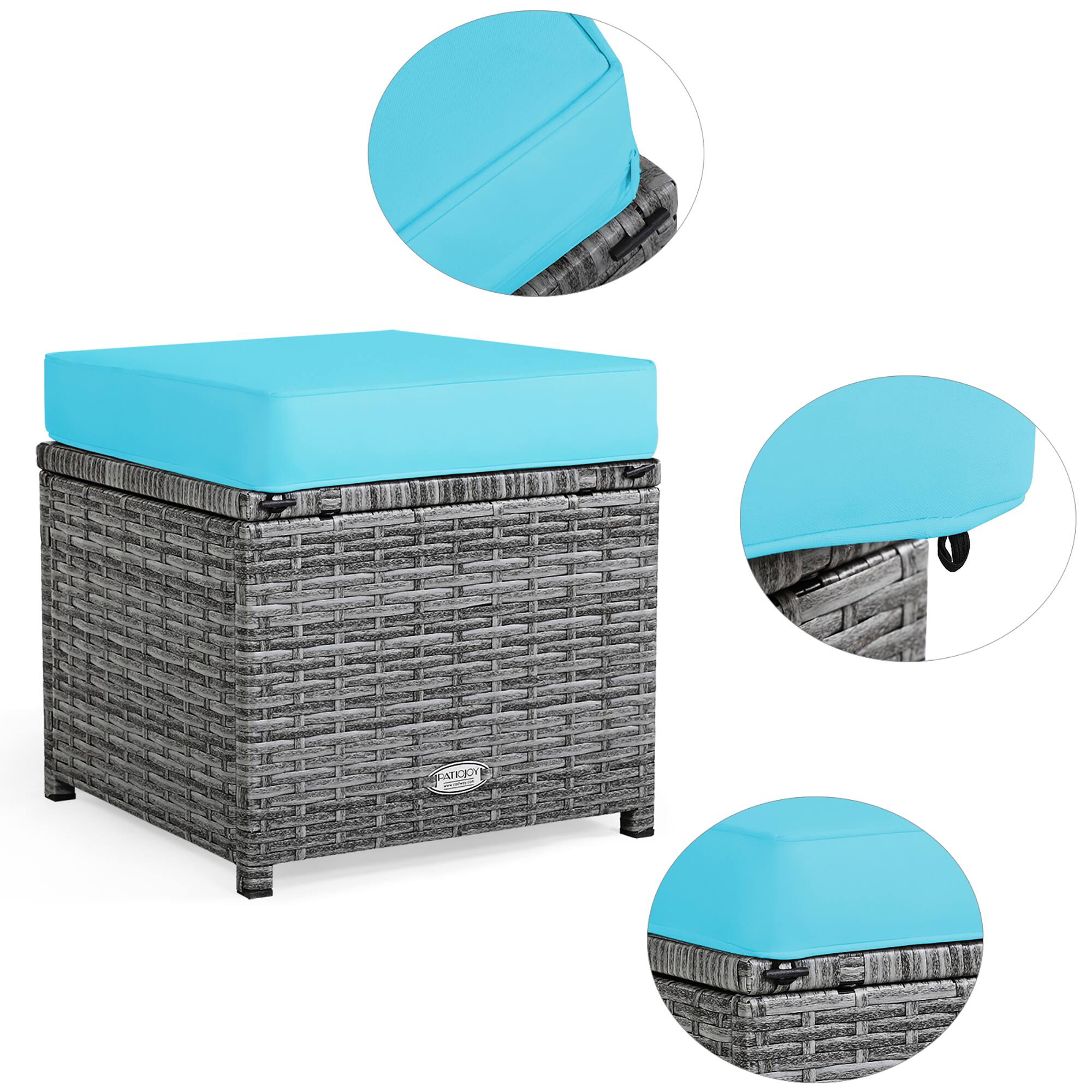 Alt View 8. Costway - 7 PCS Patio Rattan Dining Set Sectional Sofa Couch Ottoman Garden - Turquoise.
