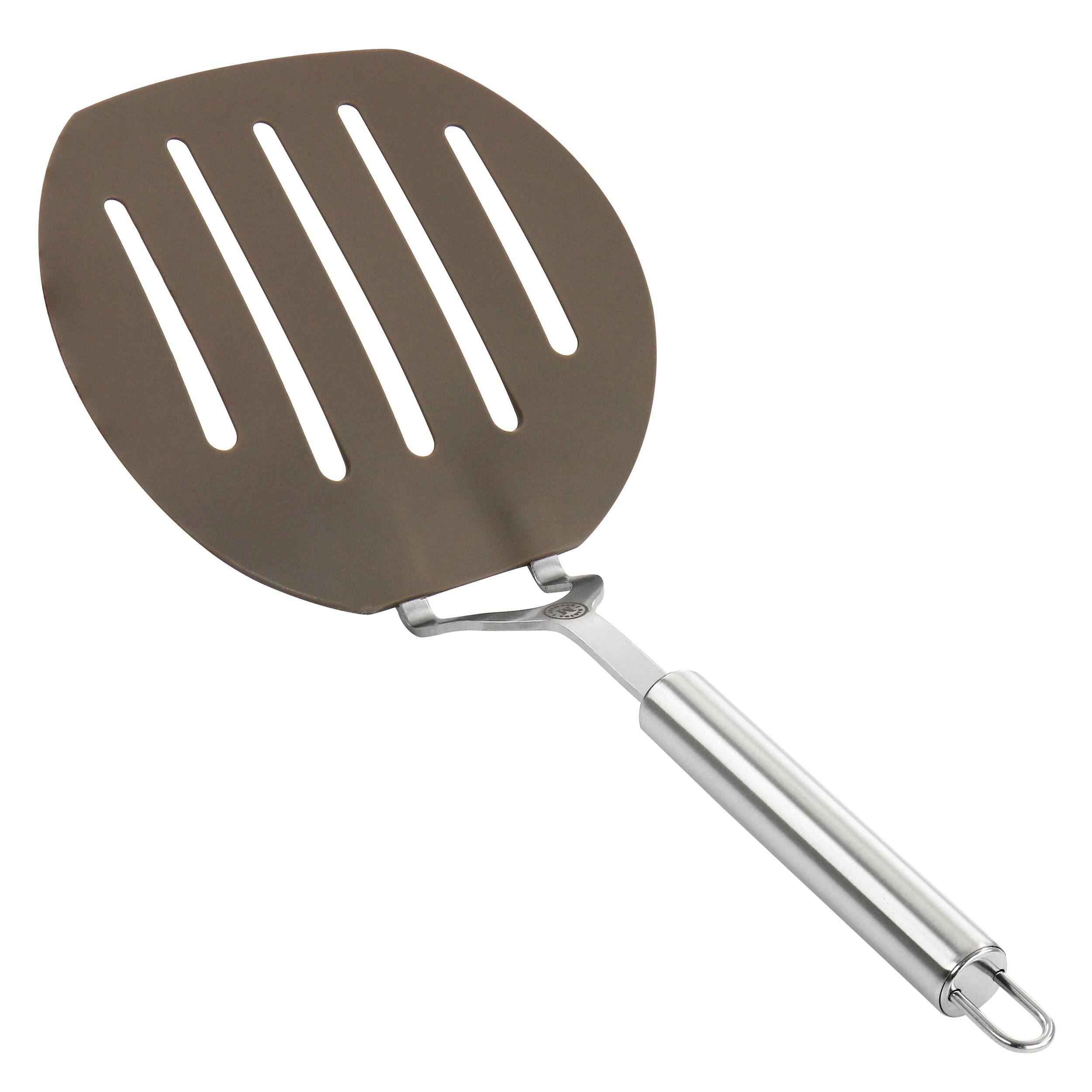 Front. Martha Stewart - Martha Stewart Nylon Wide Slotted Pancake Turner in Taupe - Brown.