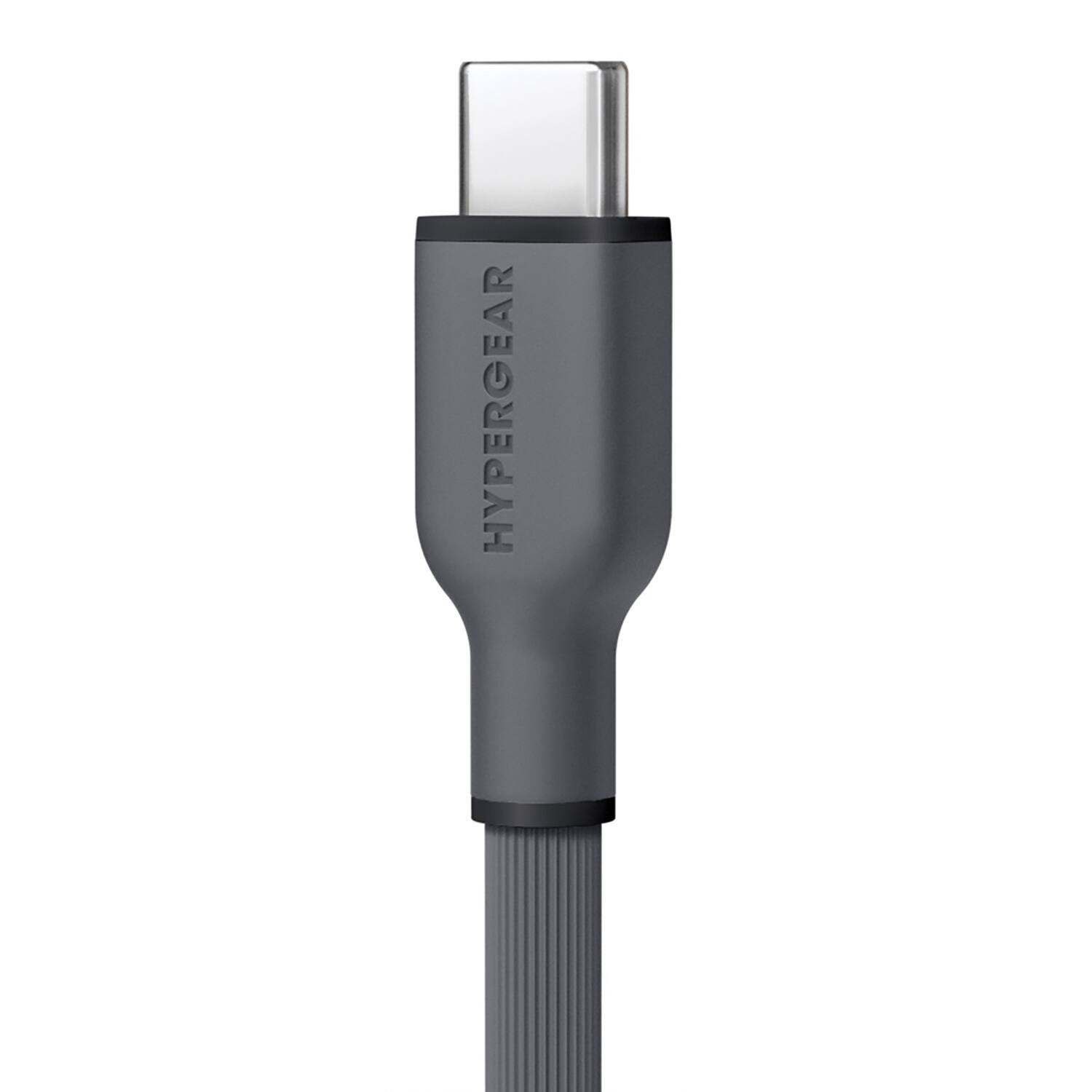 Left. HyperGear - Hypergear 16052 Flexi Pro Usb-c To Usb-c Soft-touch Silicone Fast Charge And Sync Cable (15 Ft.; Gray) - gray.
