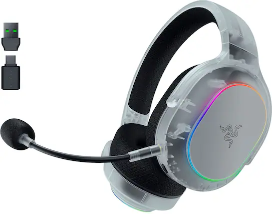 Front. Razer - Barracuda X Chroma Bluetooth Wireless Over-the-Ear Gaming Headset for PC, Mac, Playstation, Switch, Steam Deck, Mobile - Phantom White.