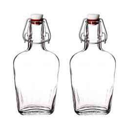 Bormioli Rocco - Fiaschetta Glass Pocket Flask Set of 2, 8.5 oz Airtight - Clear