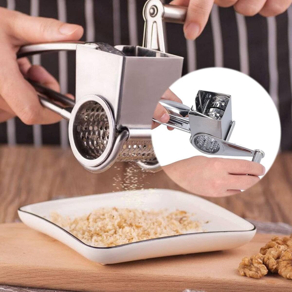 Left. Giantpower - Manual Cheese Grater Stainless Steel - Sliver.