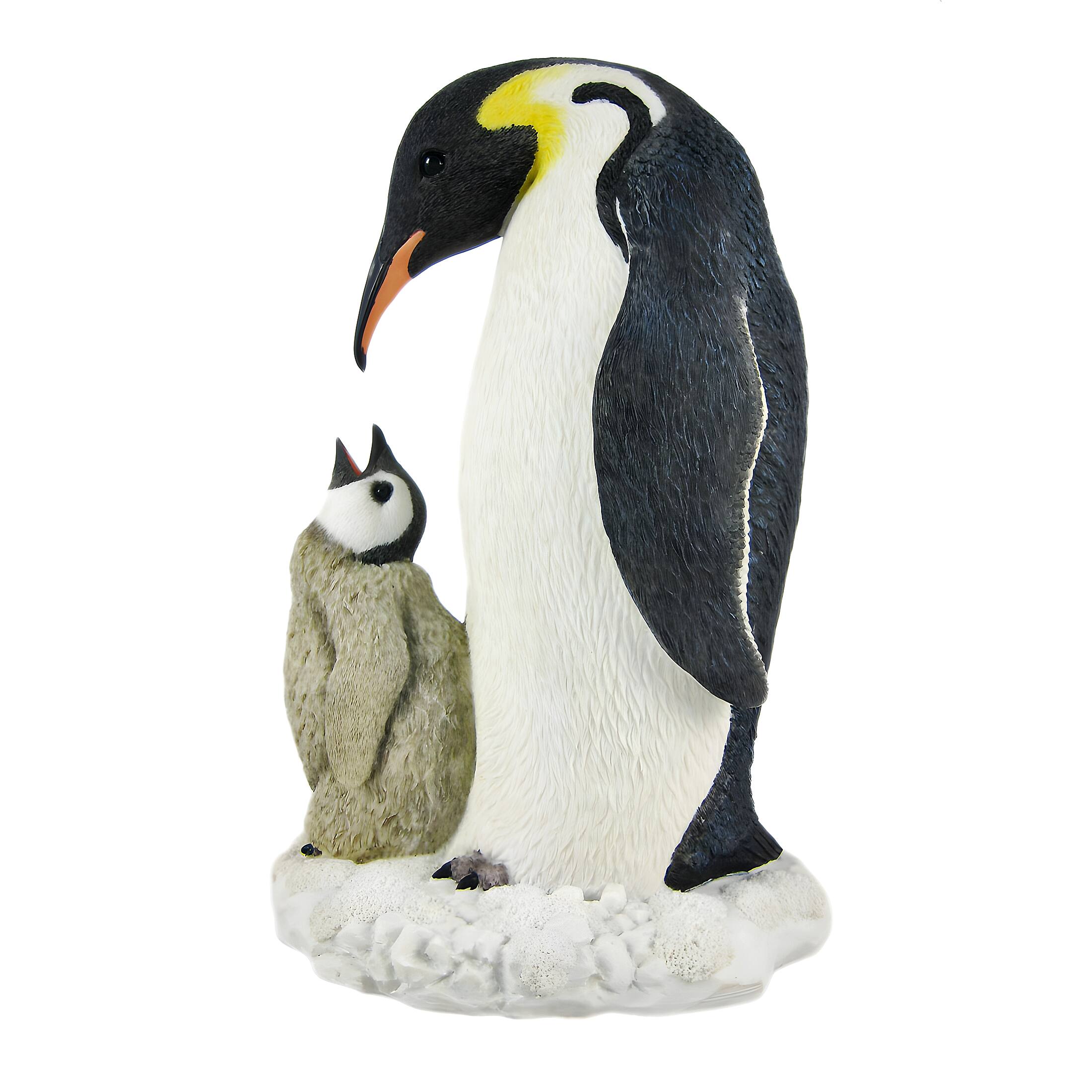 Alt View 1. Veronese Design - Mother And Child Penguin Statue Baby Chick - White.