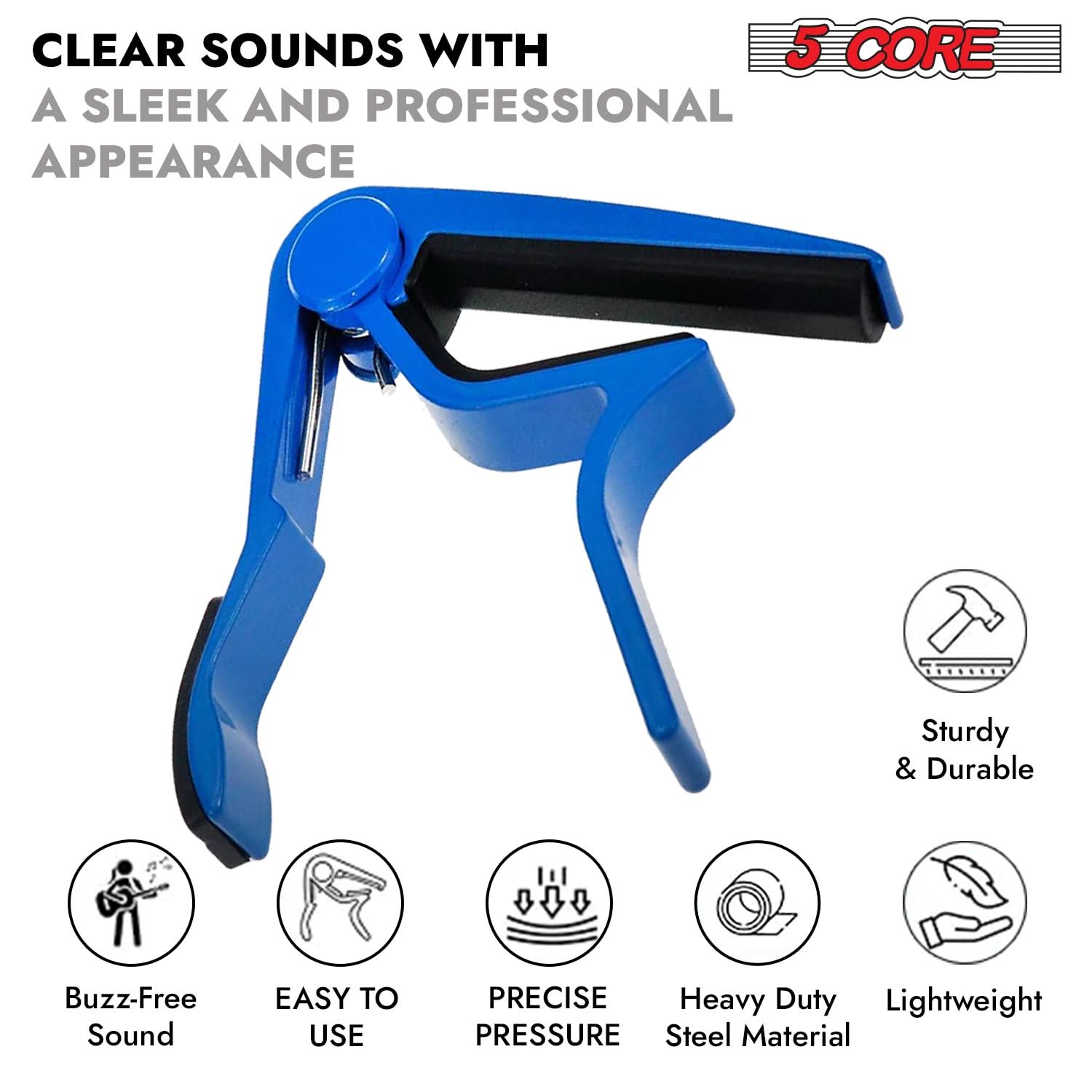 CLEAR SOUNDS WITH A SLEEK AND PROFESSIONAL APPEARANCE

5 CORE

- Buzz-Free Sound
- EASY TO USE
- PRECISE PRESSURE
- Heavy Duty Steel Material
- Lightweight
- Sturdy & Durable