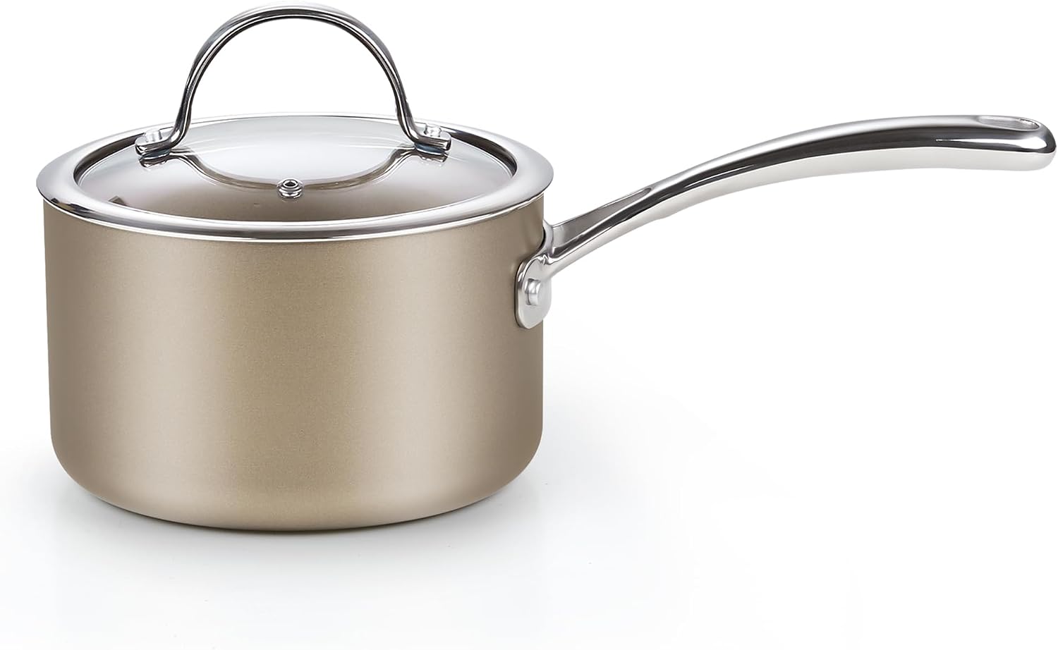 Front. Cooks Standard - Classic 2 QT  Hard Anodized Ceramic Nonstick Milk Pan Saucepan W/Glass Lid, Induction, Dishwasher & Oven Safe, Bronze - bronze.