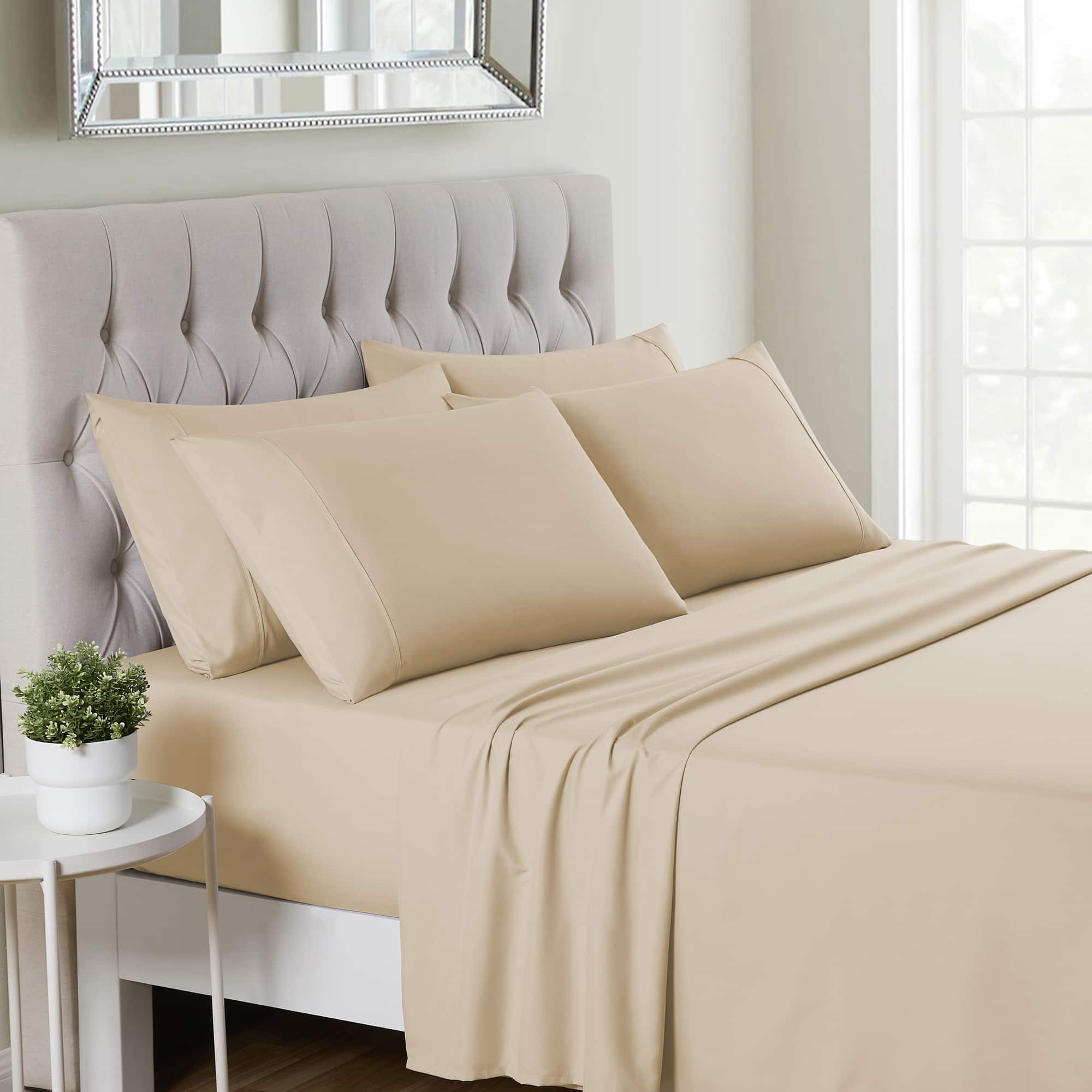 Sweet Home Collection - Deluxe Microfiber Sheet Set with Bonus Pillowcases, Ultra Soft 1500 Series, Twin XL - Beige