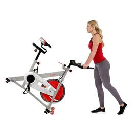 Sunny Health & Fitness - Pro II Indoor Cycling Bike with Device Mount - Silver/Black/Red