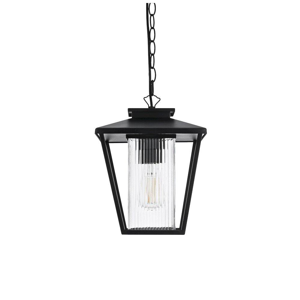 Left. Elegant Lighting - Gaul 7 inch Outdoor Pendant in Black - Black.