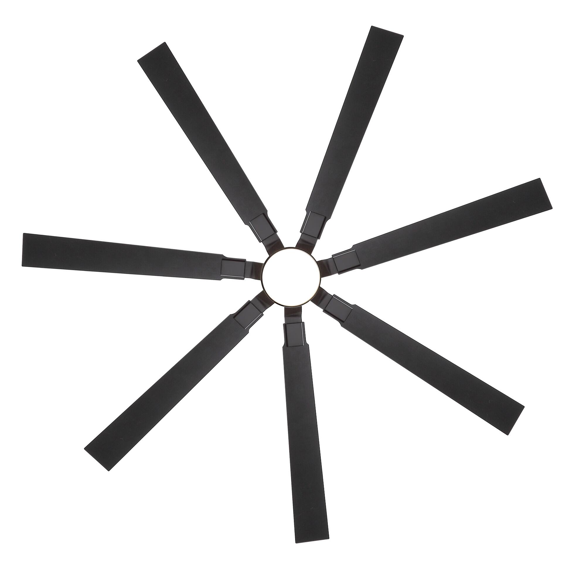 Alt View 10. Breezary - 72-Inch Modern Large Ceiling Fan with LED Light and Remote, 3 Downrods, 7 Reversible Blades, Timer, DC Motor 6 Speeds - black.