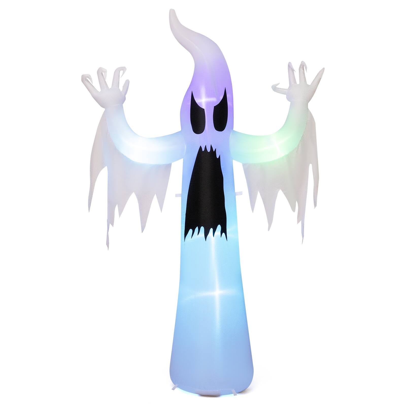 Alt View 1. Costway - Costway 7.7 FT Tall Halloween Inflatables Ghost Outdoor Decoration with RGB LED Lights - White.